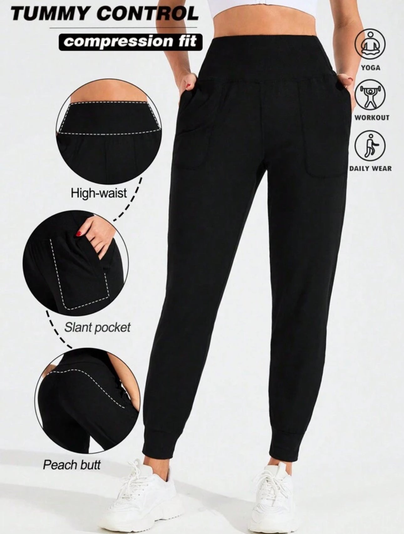 Pantalon de jogging color negro