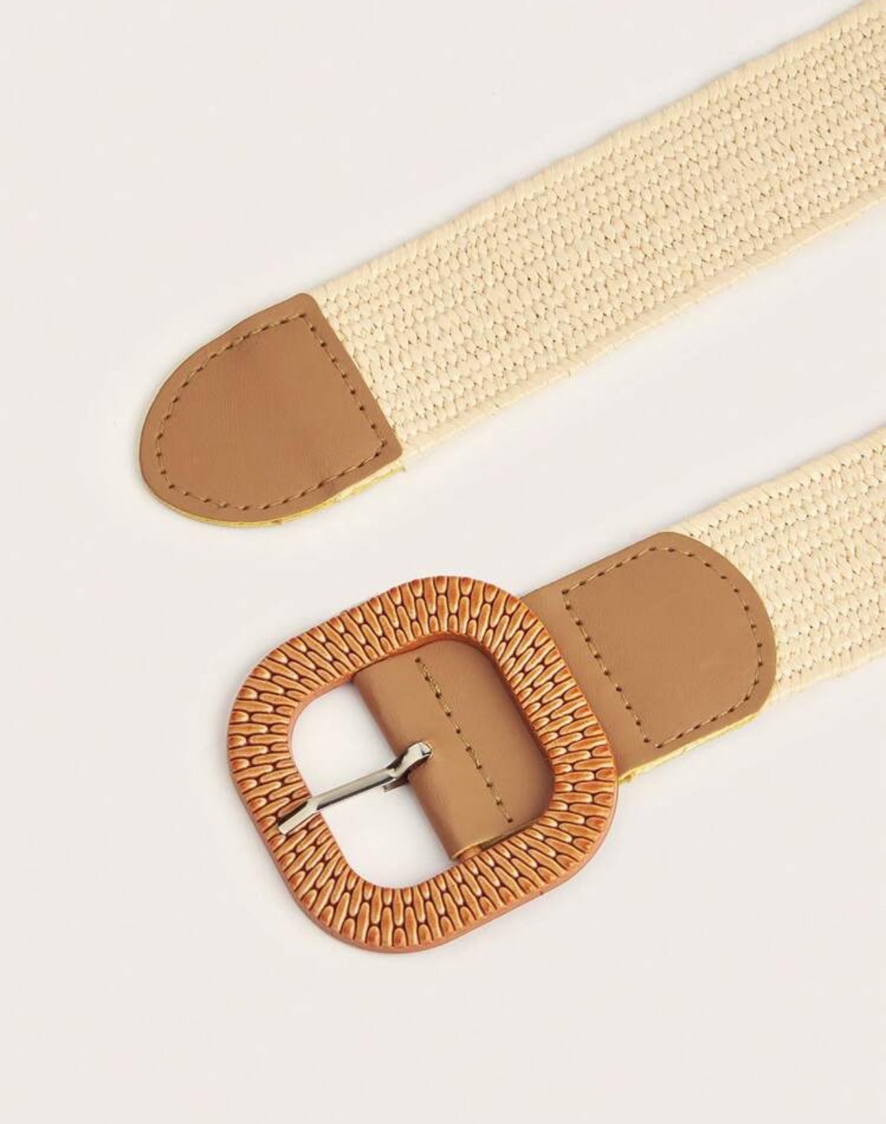 Faja beige clara hebilla cuadrada