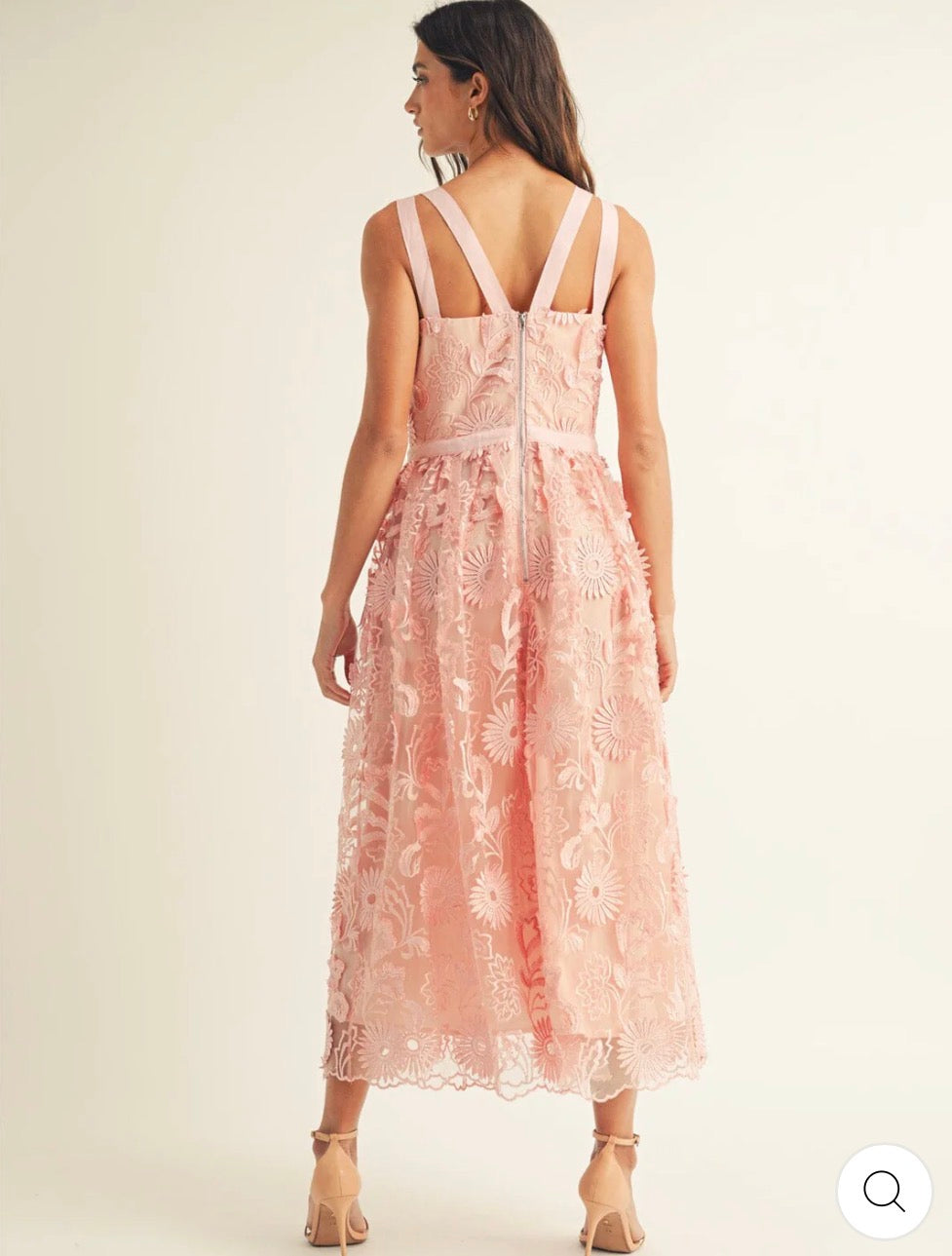 Vestido rosado maxi crochet