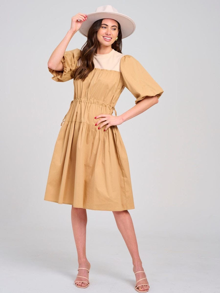 Vestido beige MIDI puff