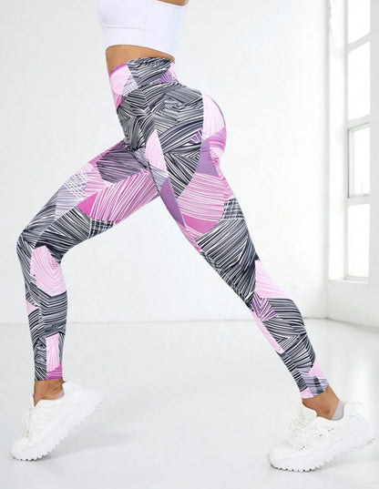 Leggings líneas rosadas y grises