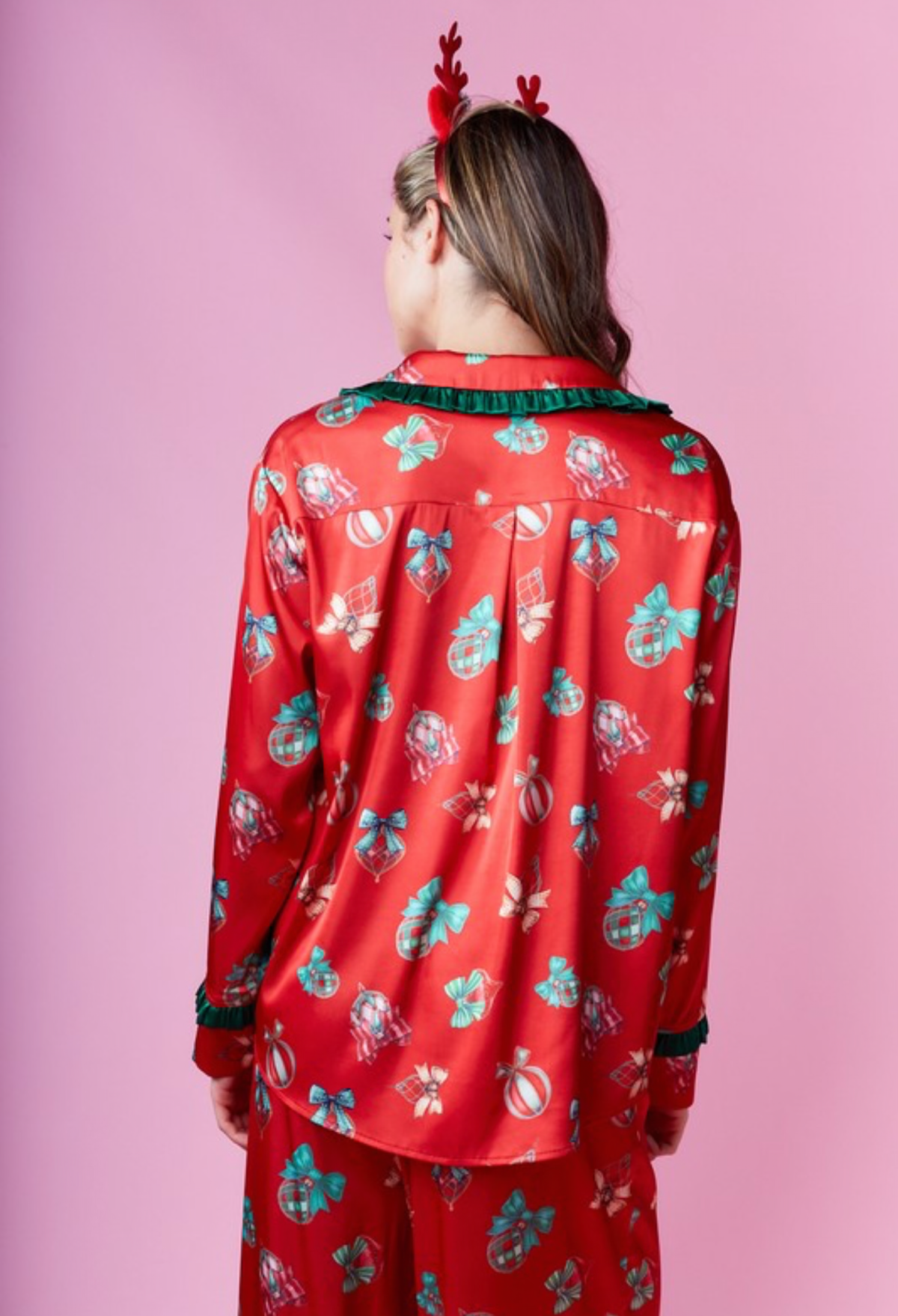 Set de pijama de Navidad rojo y verde