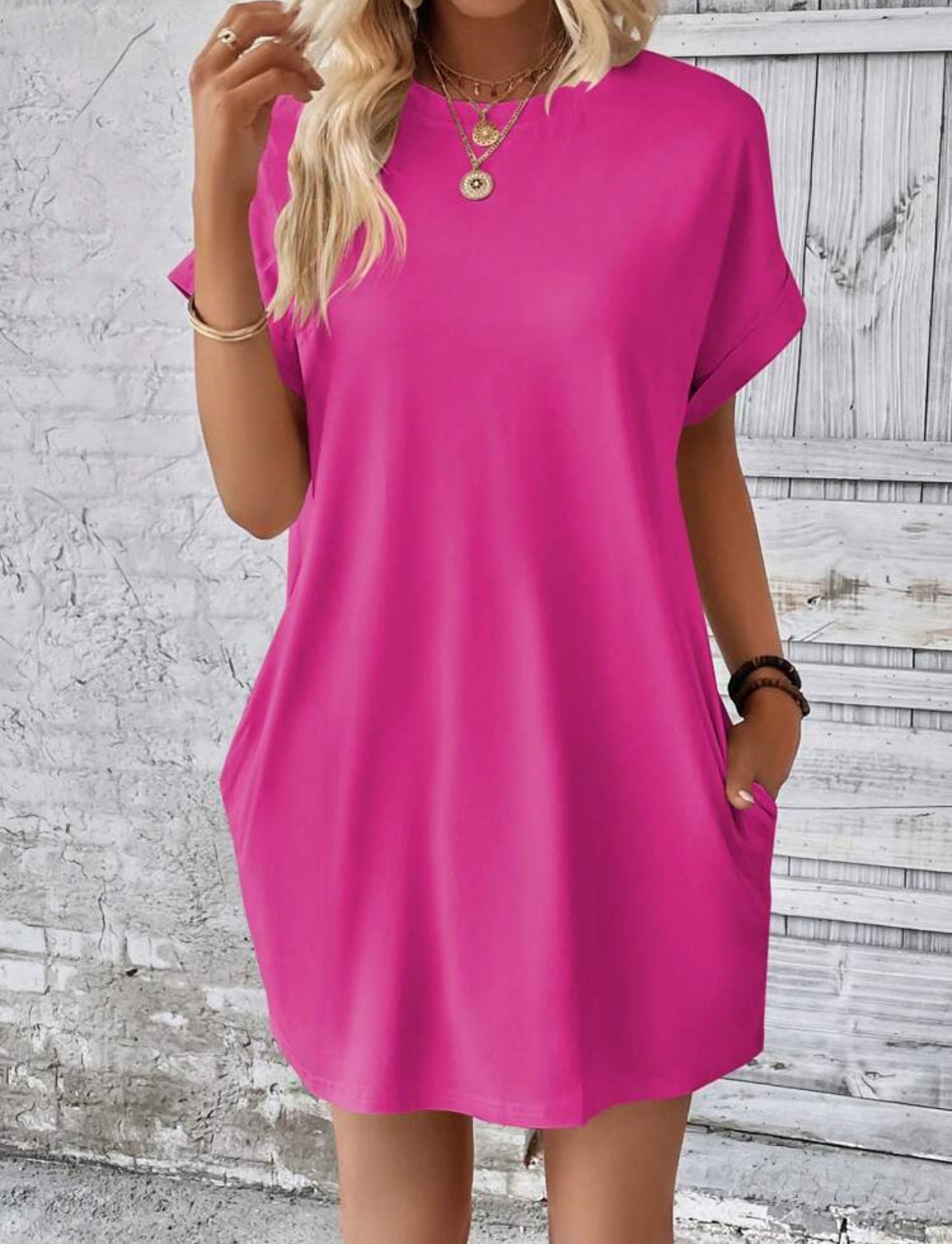 Vestido rosado con bosillos
