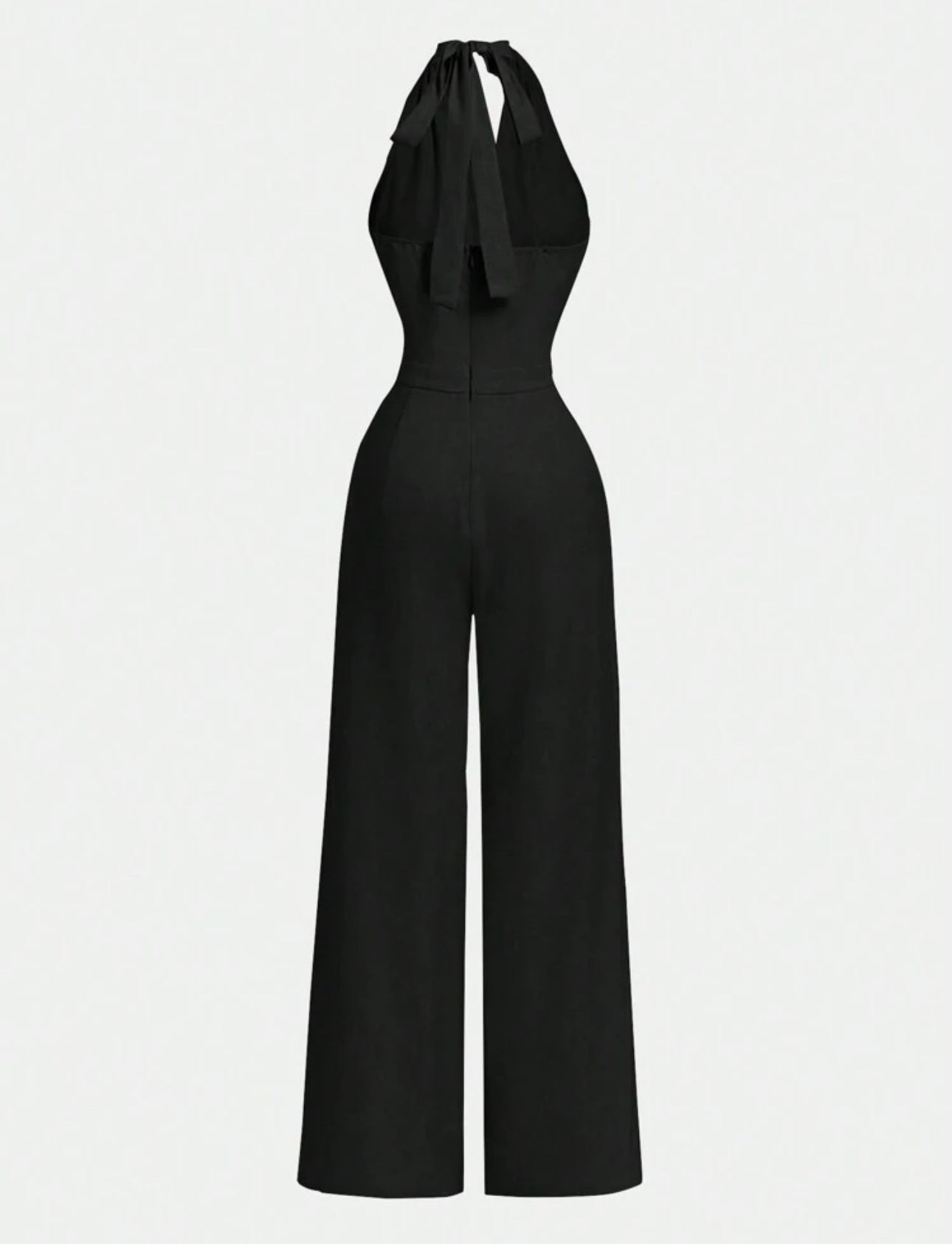 Jumpsuit negro de pierna ancha y escote halter