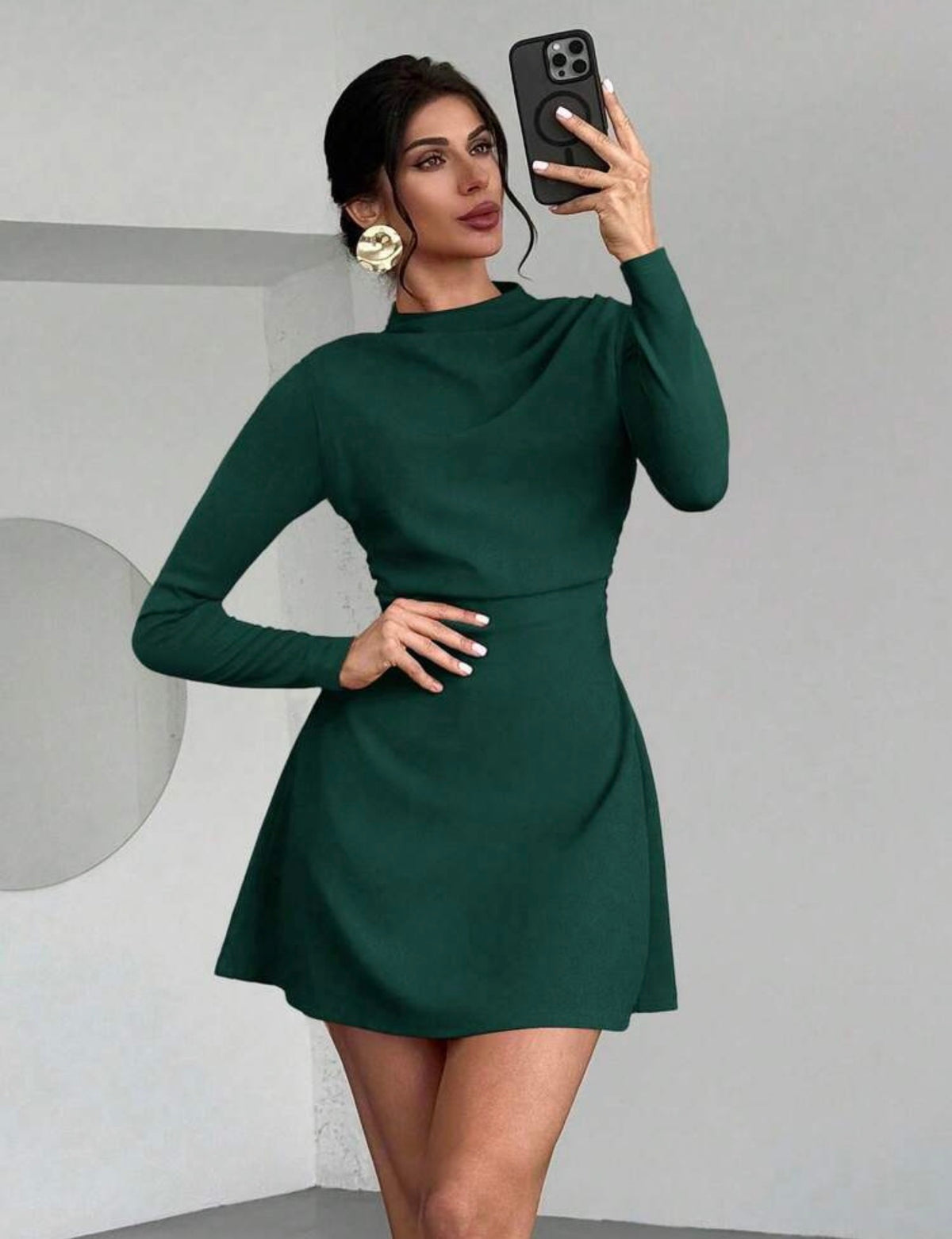 Vestido verde manga larga