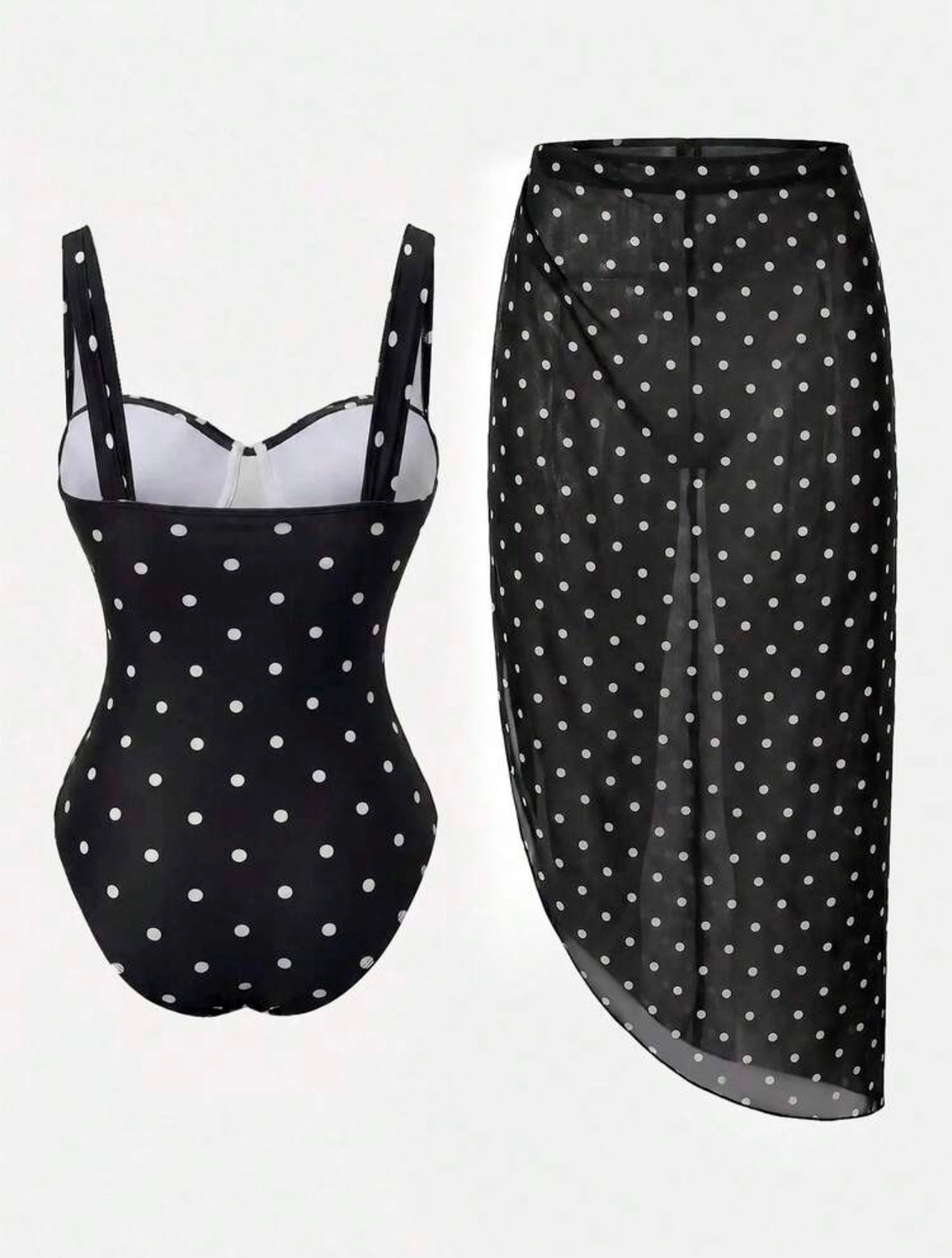 Conjunto Traje de baño con falda polka dot (dos piezas)