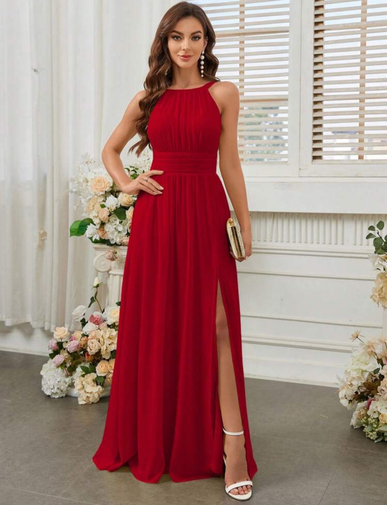 Vestido rojo formal largo