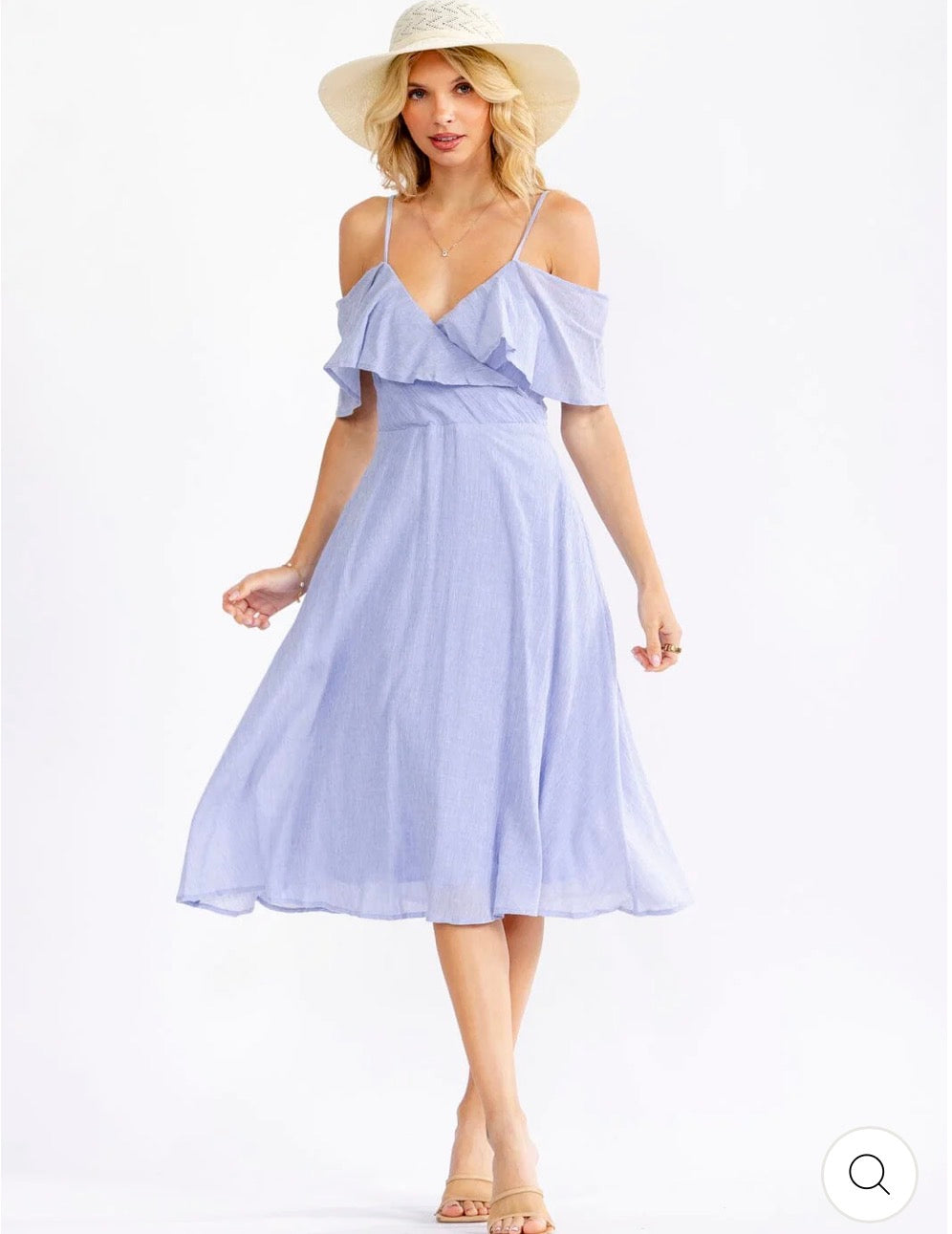 Vestido azul celeste MIDI V-Neck con bolsillos