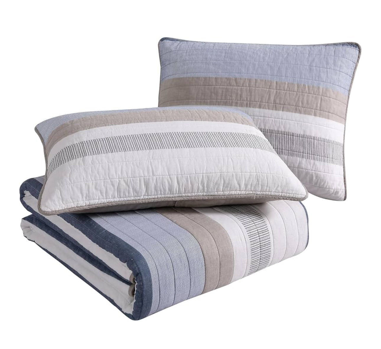 Nautica King Quilt Set Cotton Galewood. Azul. 3 piezas.
