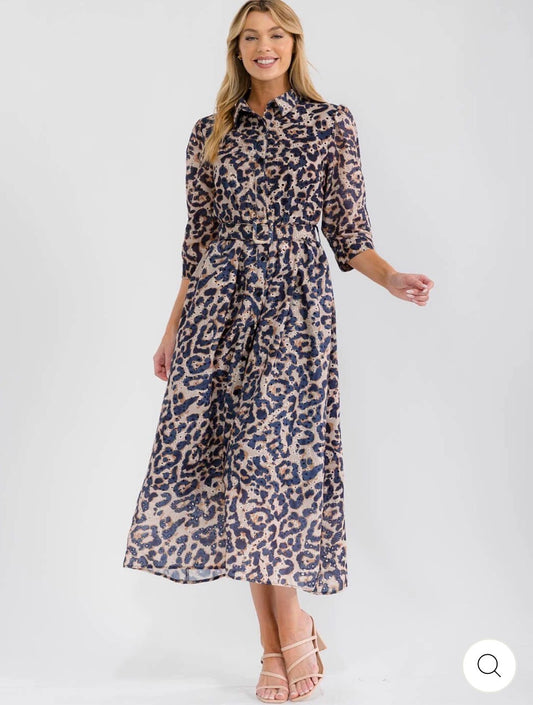 Vestido maxi animal print