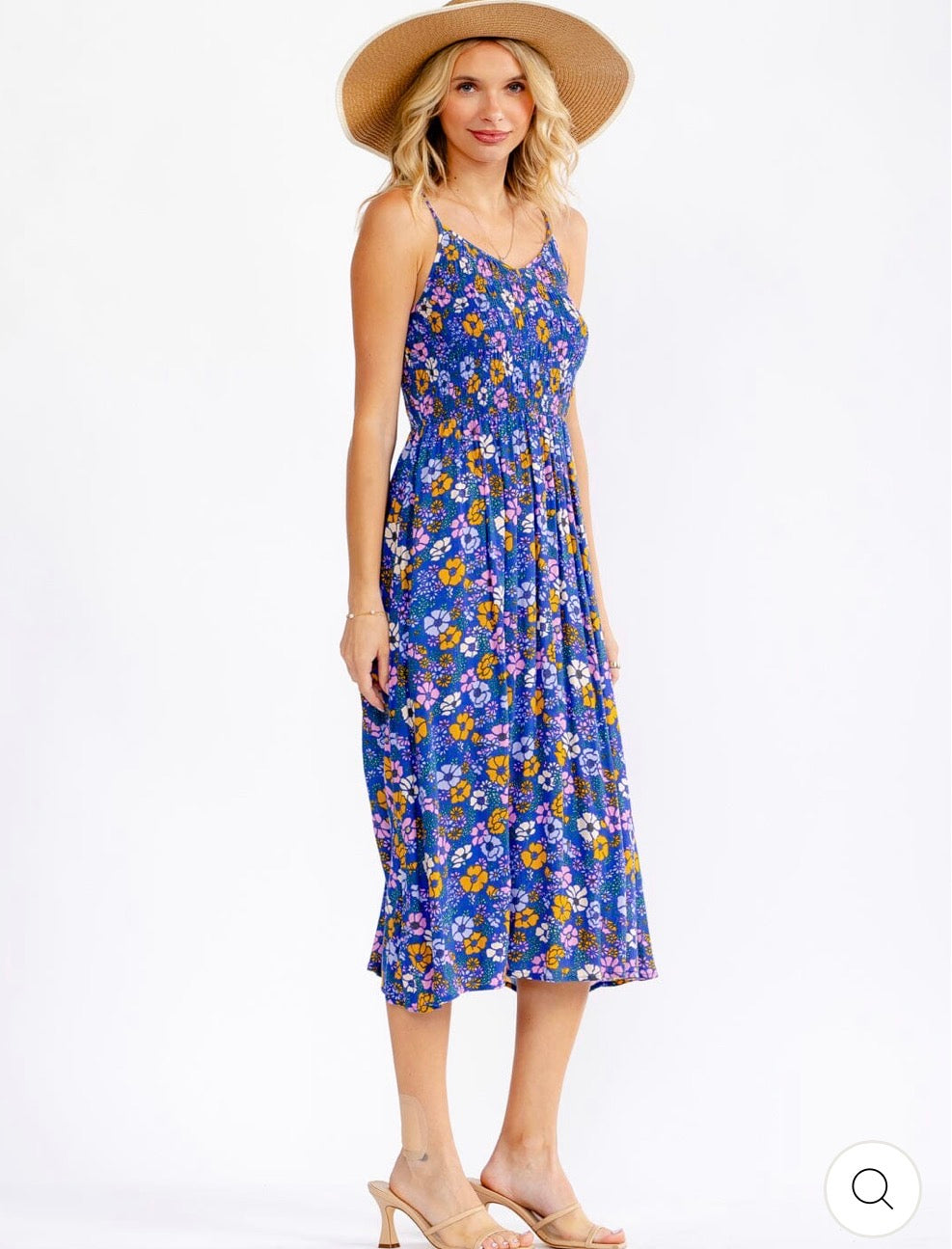 Vestido azul floral MIDI
