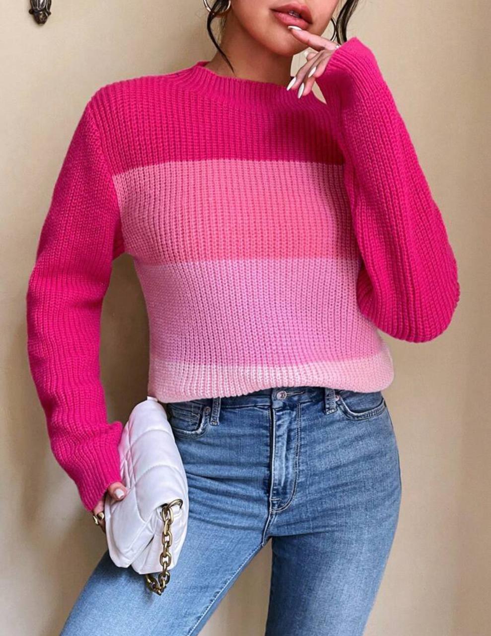 Suéter rosado 3 tonos