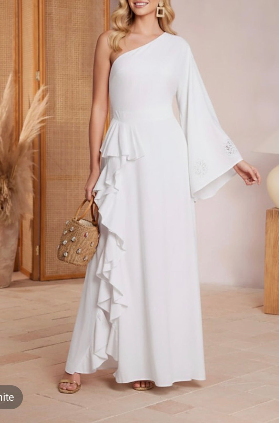 Vestido blanco maxi one shoulder