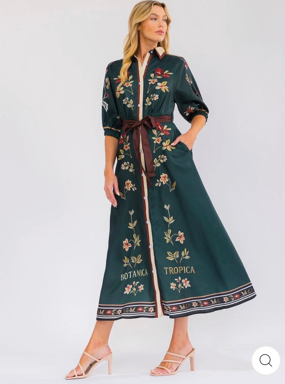Vestido Florencia verde con cinta