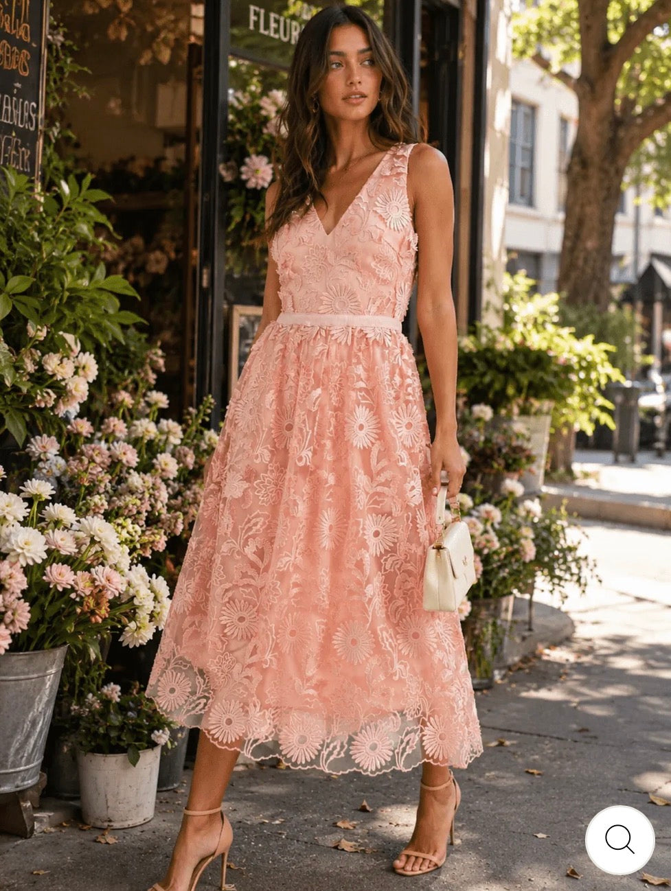 Vestido rosado maxi crochet
