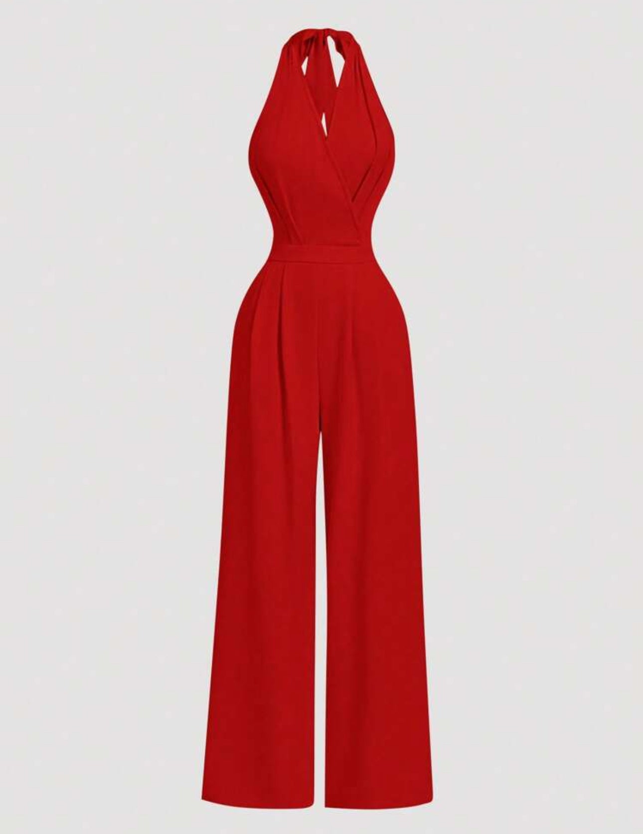Jumpsuit casual rojo escote en espalda