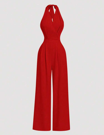 Jumpsuit casual rojo escote en espalda