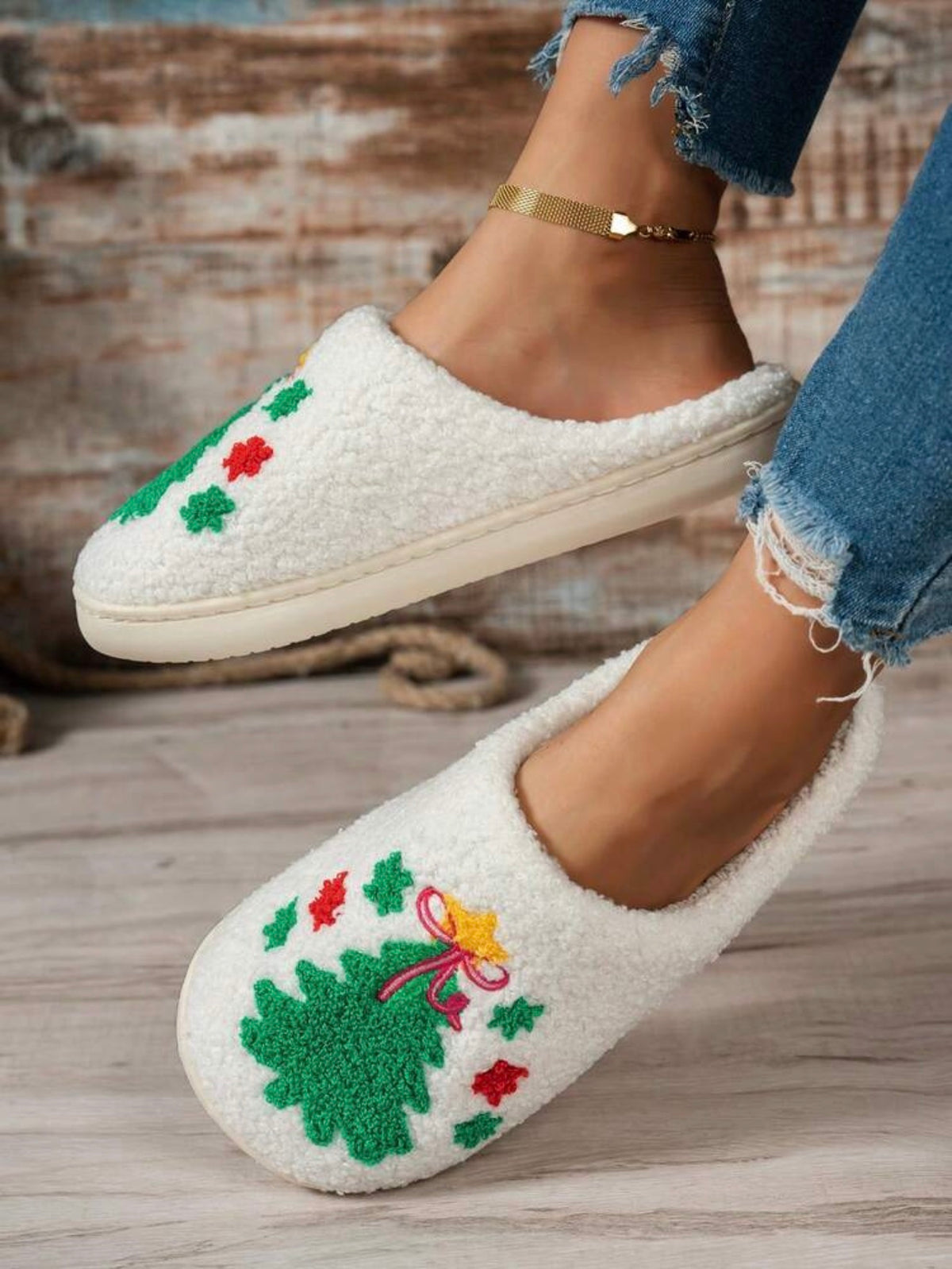 Pantuflas arbolito estrella dorada
