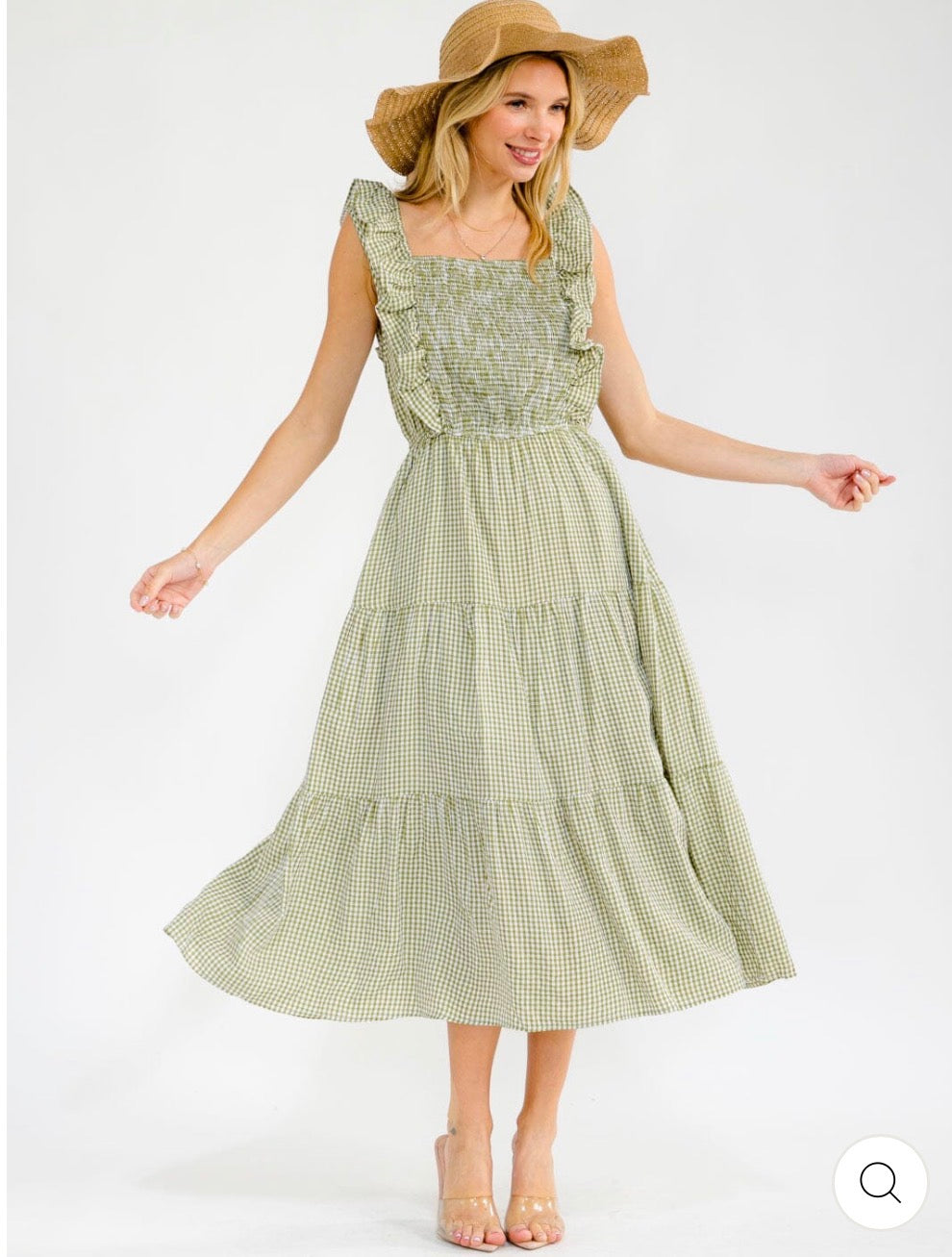 Vestido verde maxi cuadriculado