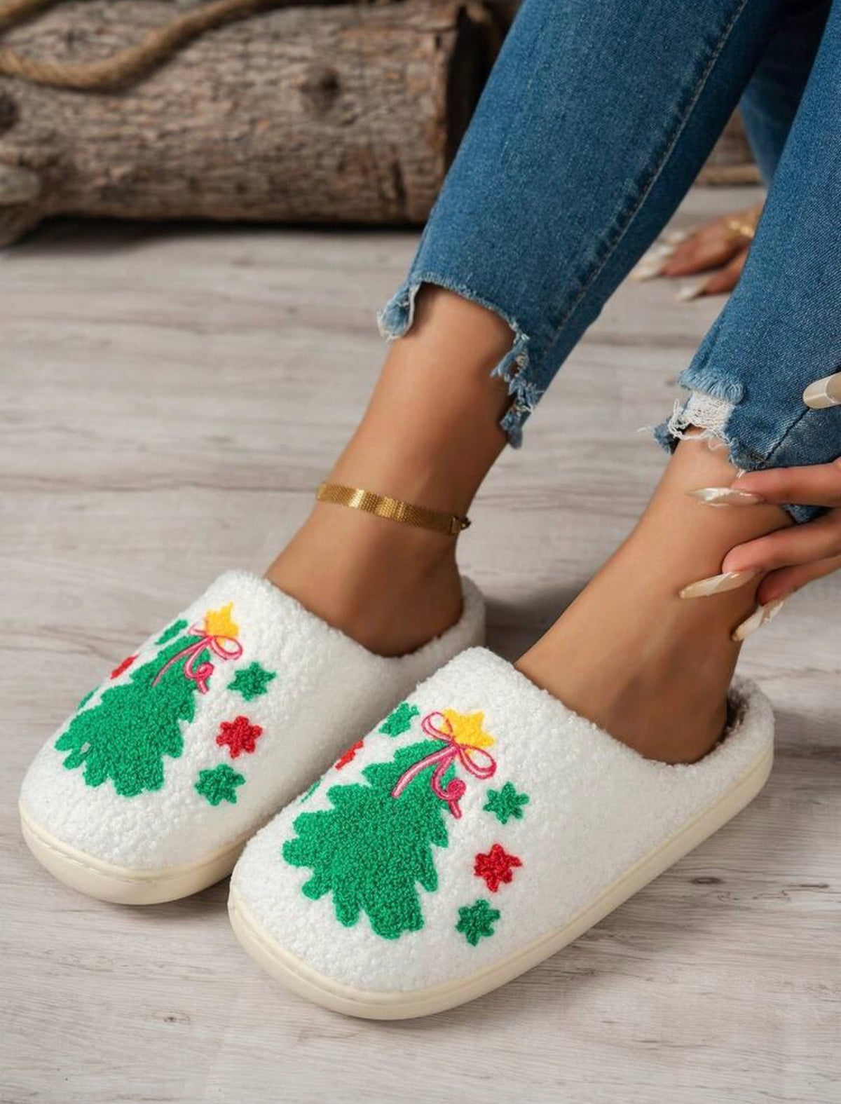 Pantuflas arbolito estrella dorada