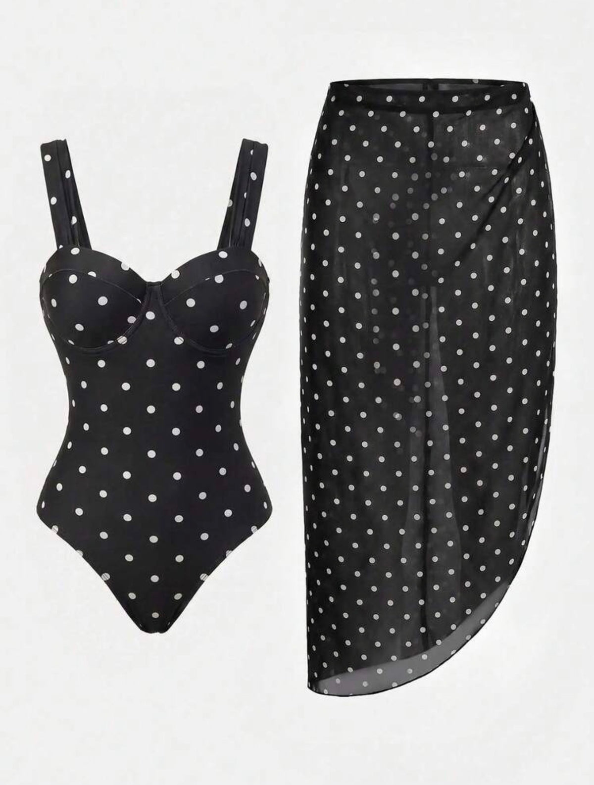 Conjunto Traje de baño con falda polka dot (dos piezas)