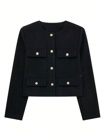 Chaqueta negra botones dorados