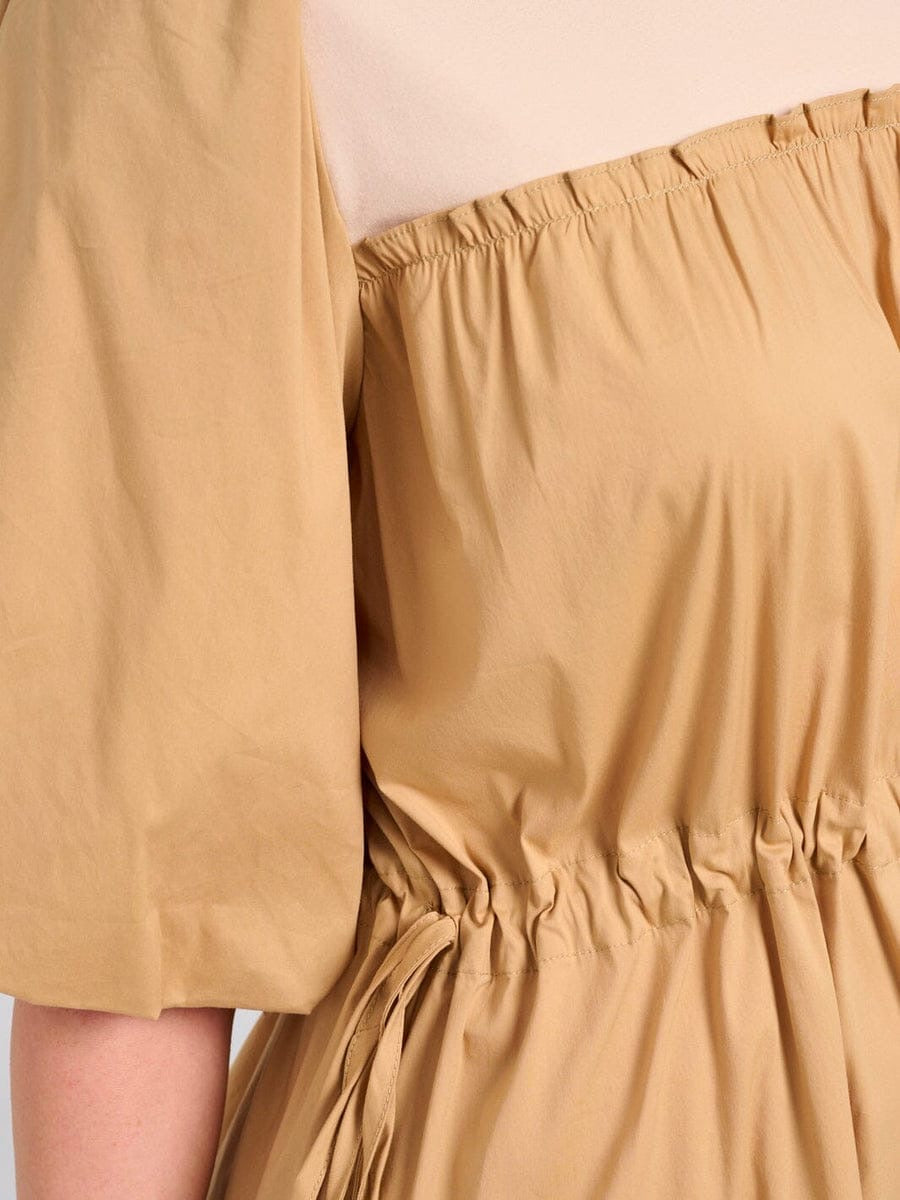 Vestido beige MIDI puff