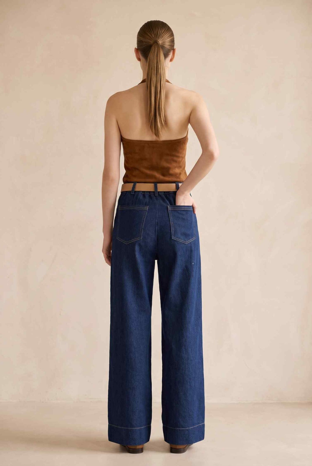 Pantalón denim Rubienn con faja