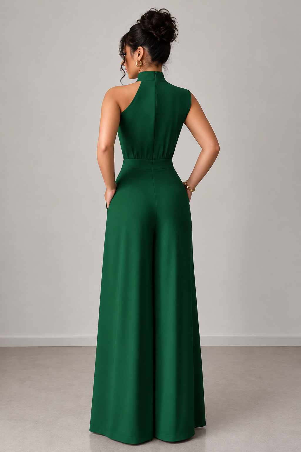 Jumpsuit verde shoulder off