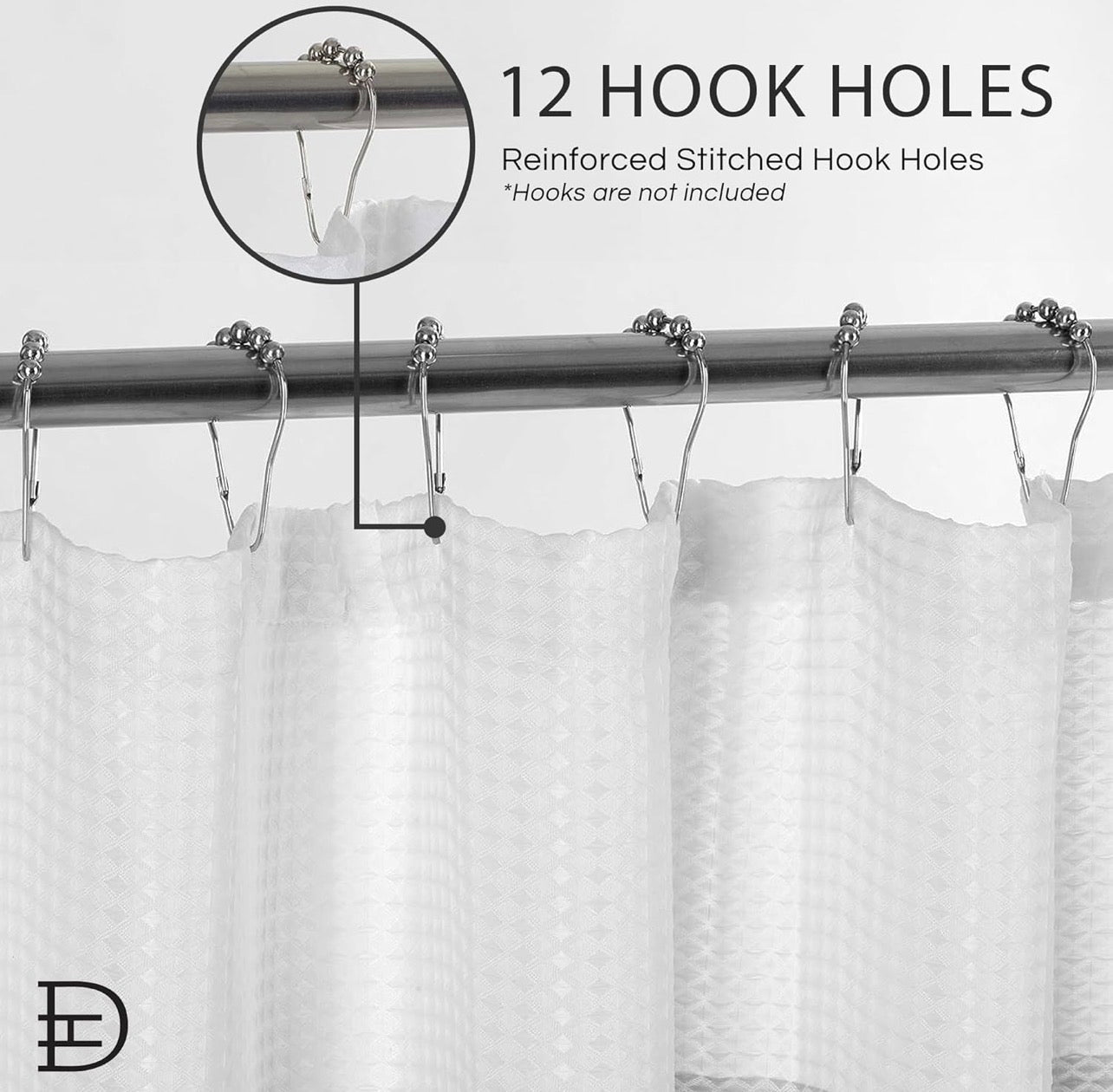 Dainty Home | Smoke Grey Ombre Waffle Weave Shower Curtain - 70" x 72" - Water Resistant Polyester Blend Fabric Shower Curtain - The Best Gradient Design Washable Waffle Shower Curtain