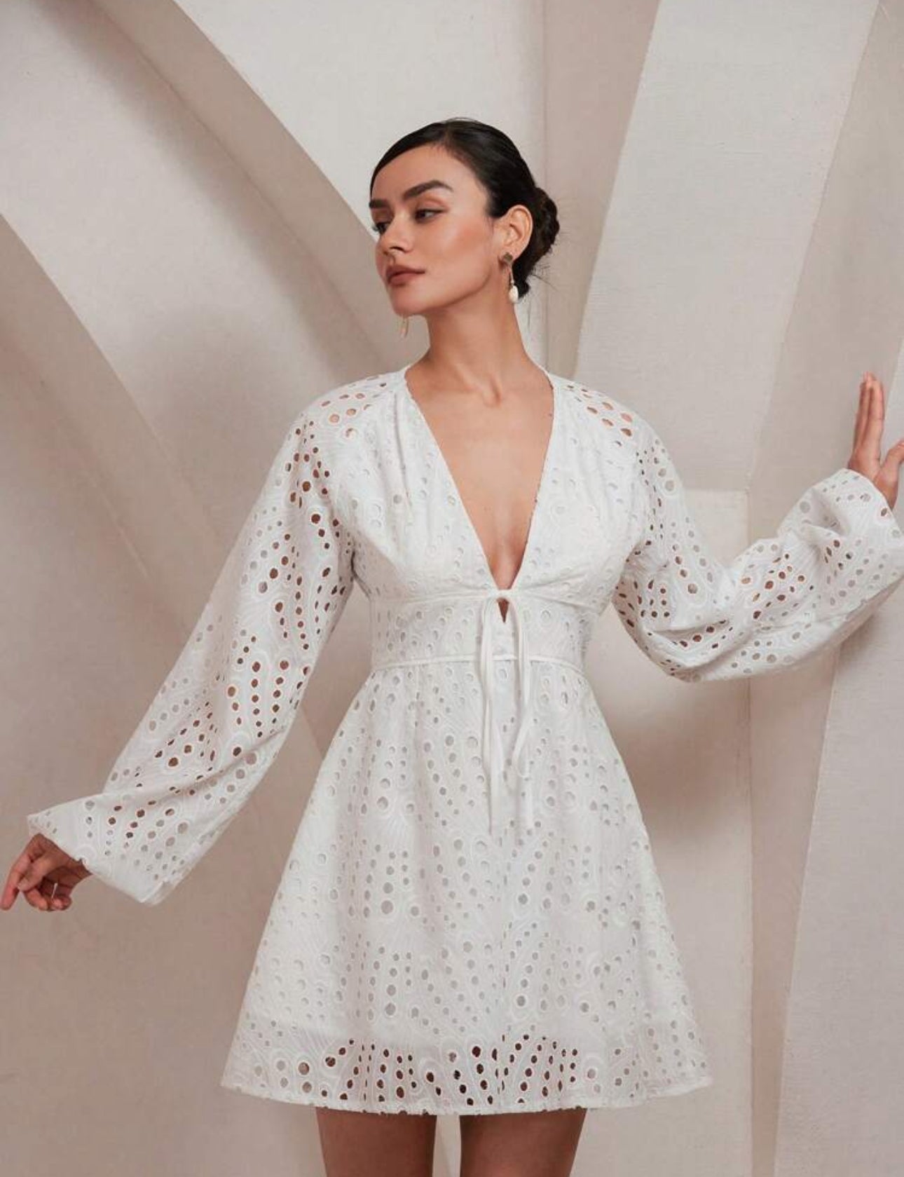 Vestido blanco manga larga