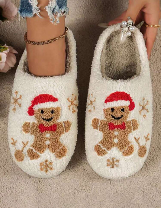 Pantuflas Navidad - muñeco de galleta