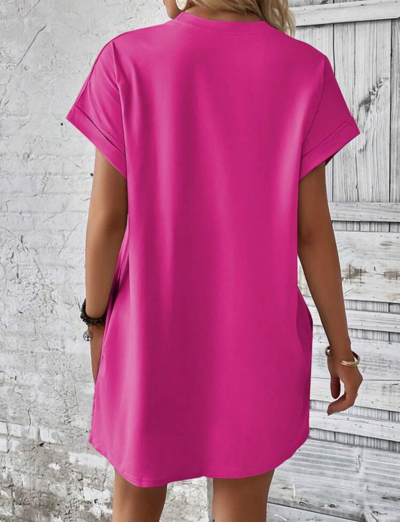 Vestido rosado con bosillos