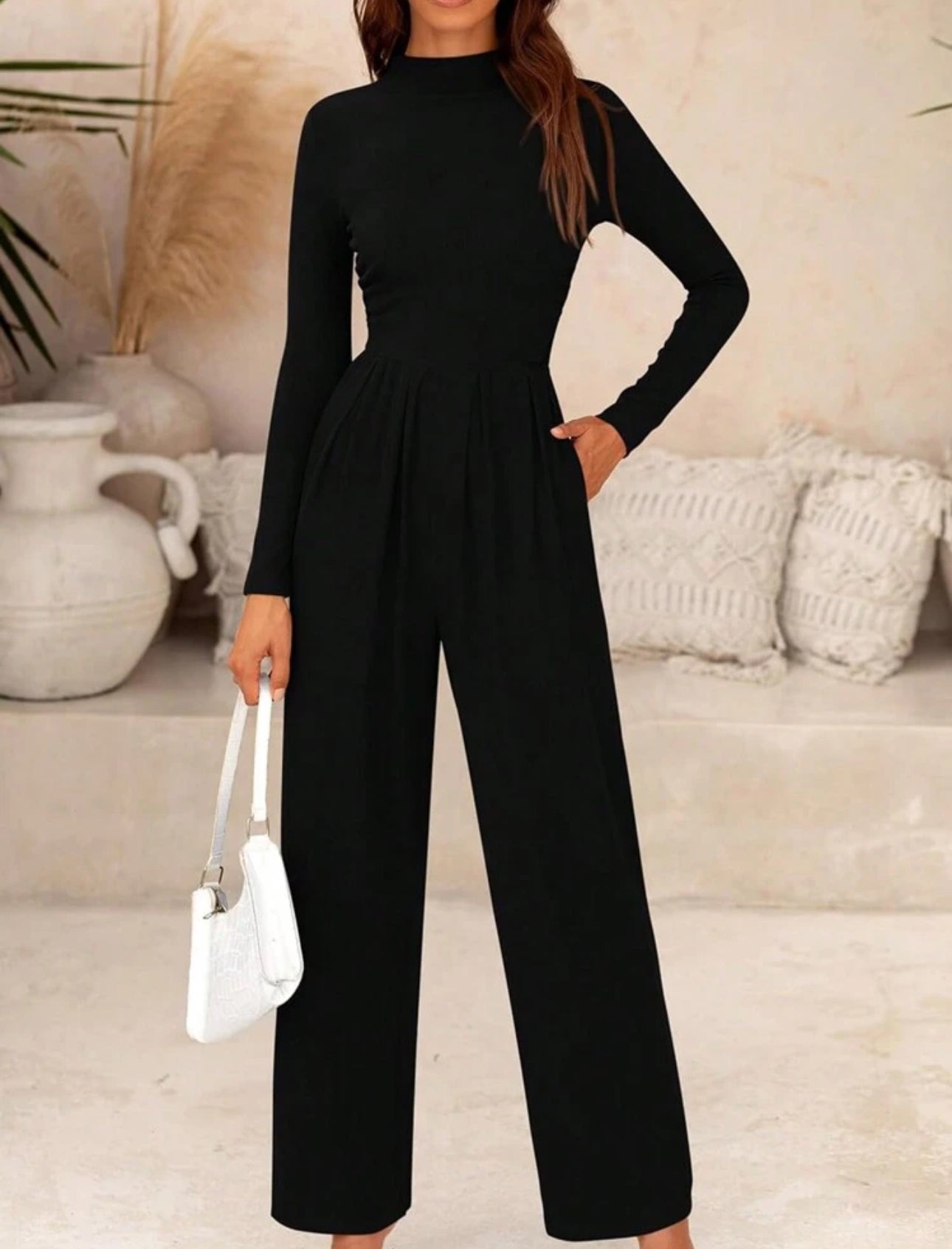 Jumpsuit negro manga larga