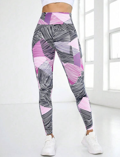 Leggings líneas rosadas y grises
