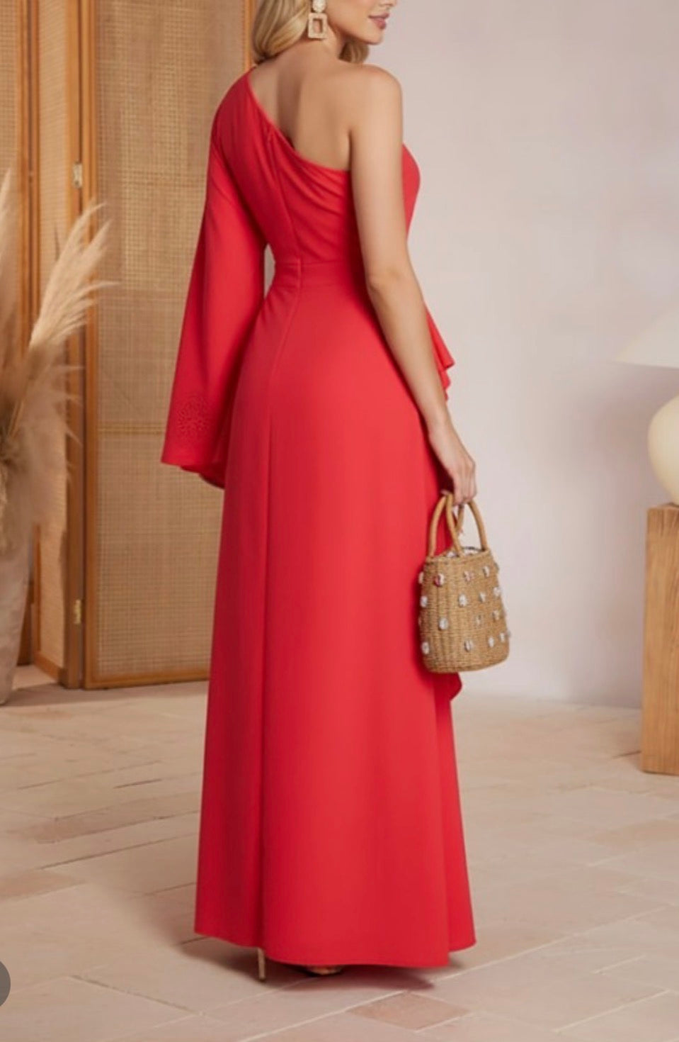 Vestido rojo maxi one shoulder