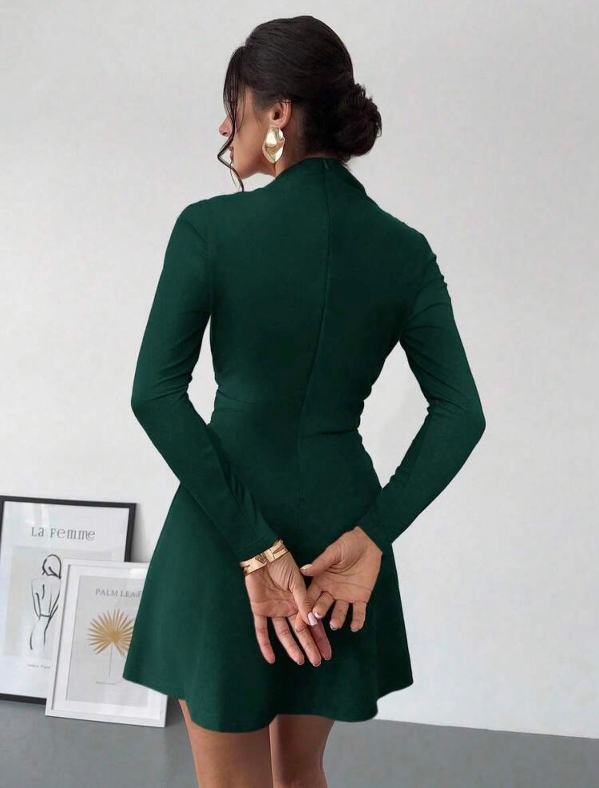 Vestido verde manga larga