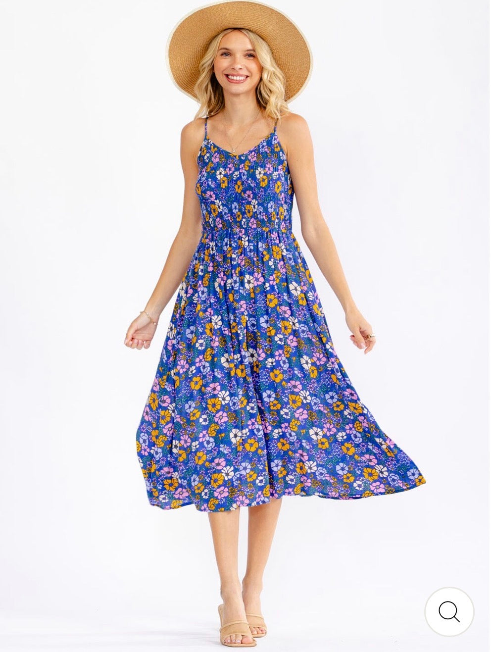 Vestido azul floral MIDI