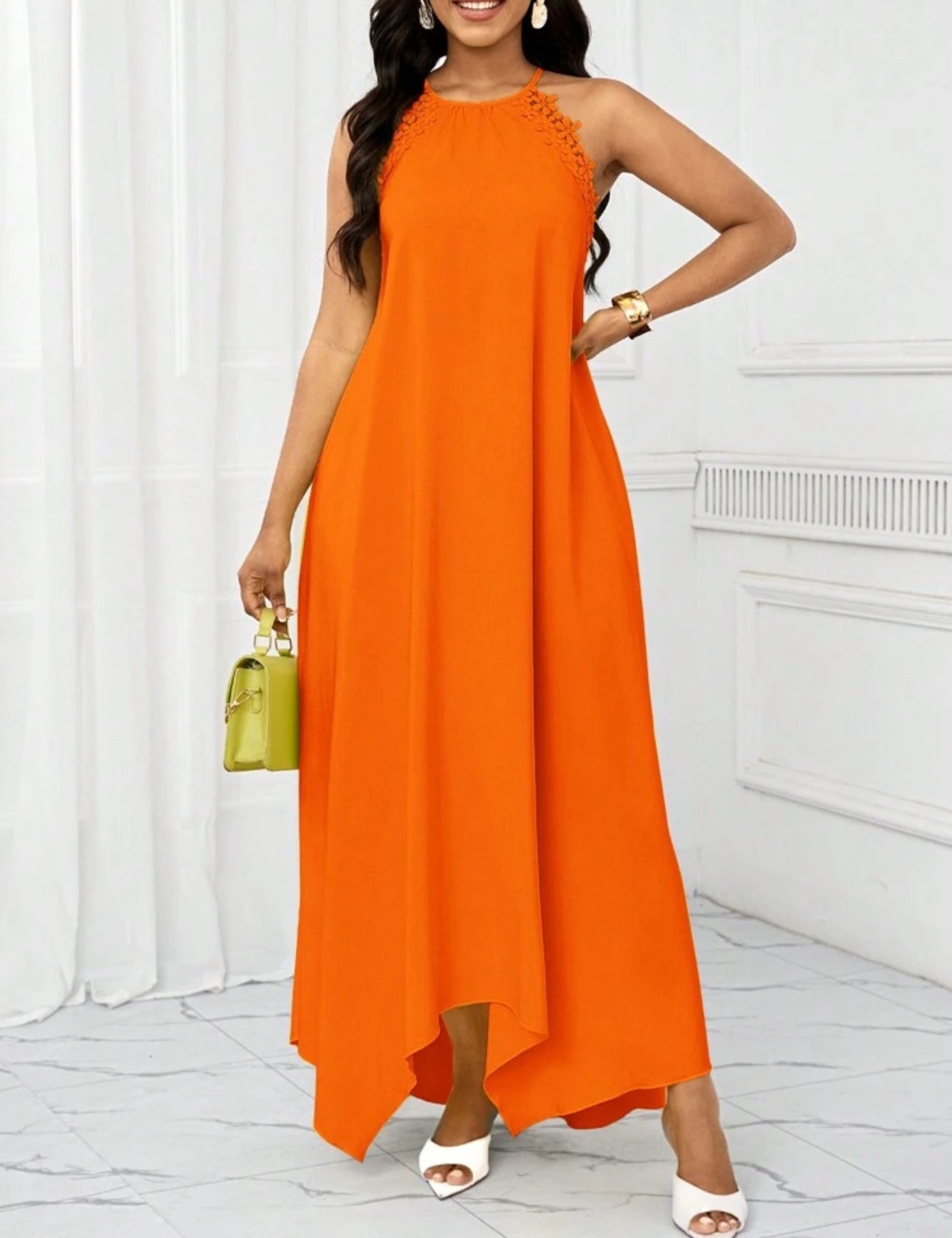 Vestido anaranjado largo