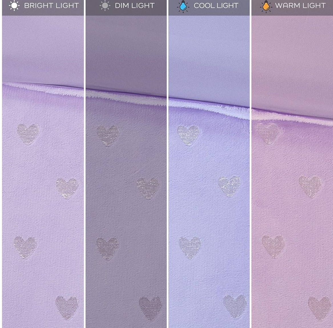 Mi Zone Rosalie Comforter, Ultra-Soft Microlight Plush Metallic Printed Hearts. Reverse Overfilled Down Alternative Hypoallergenic Full/Queen, Purple/Silver, 4 pieces - 1 comforter, 2 shams and 1 dec pillow