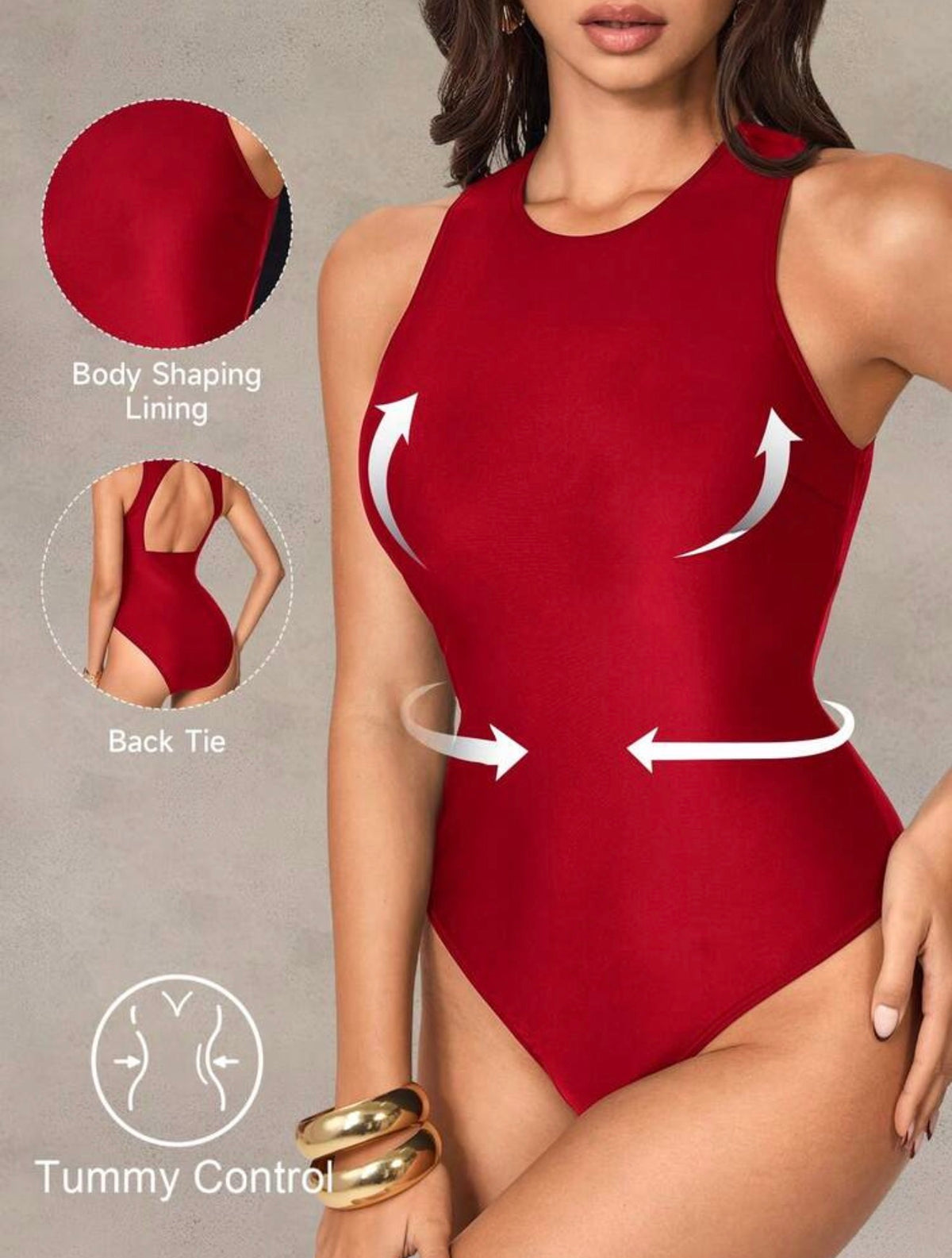 Traje de baño una pieza control abdominal