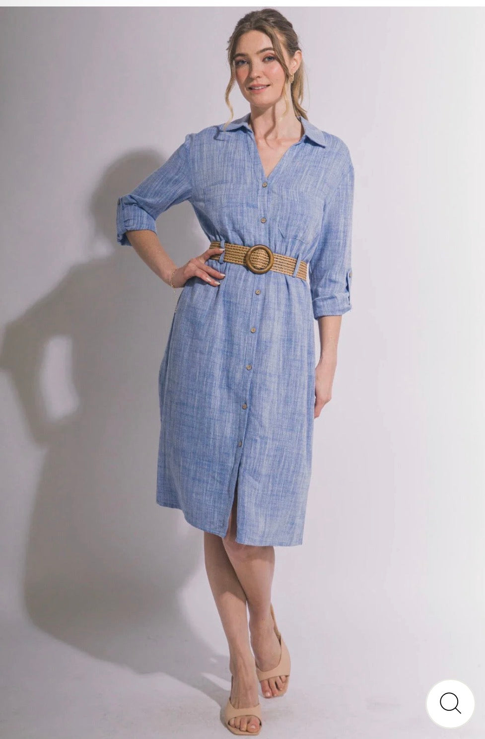 Vestido camisero midi azul celeste