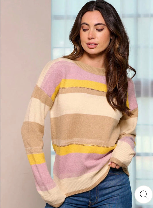 Suéter pullover tricolor