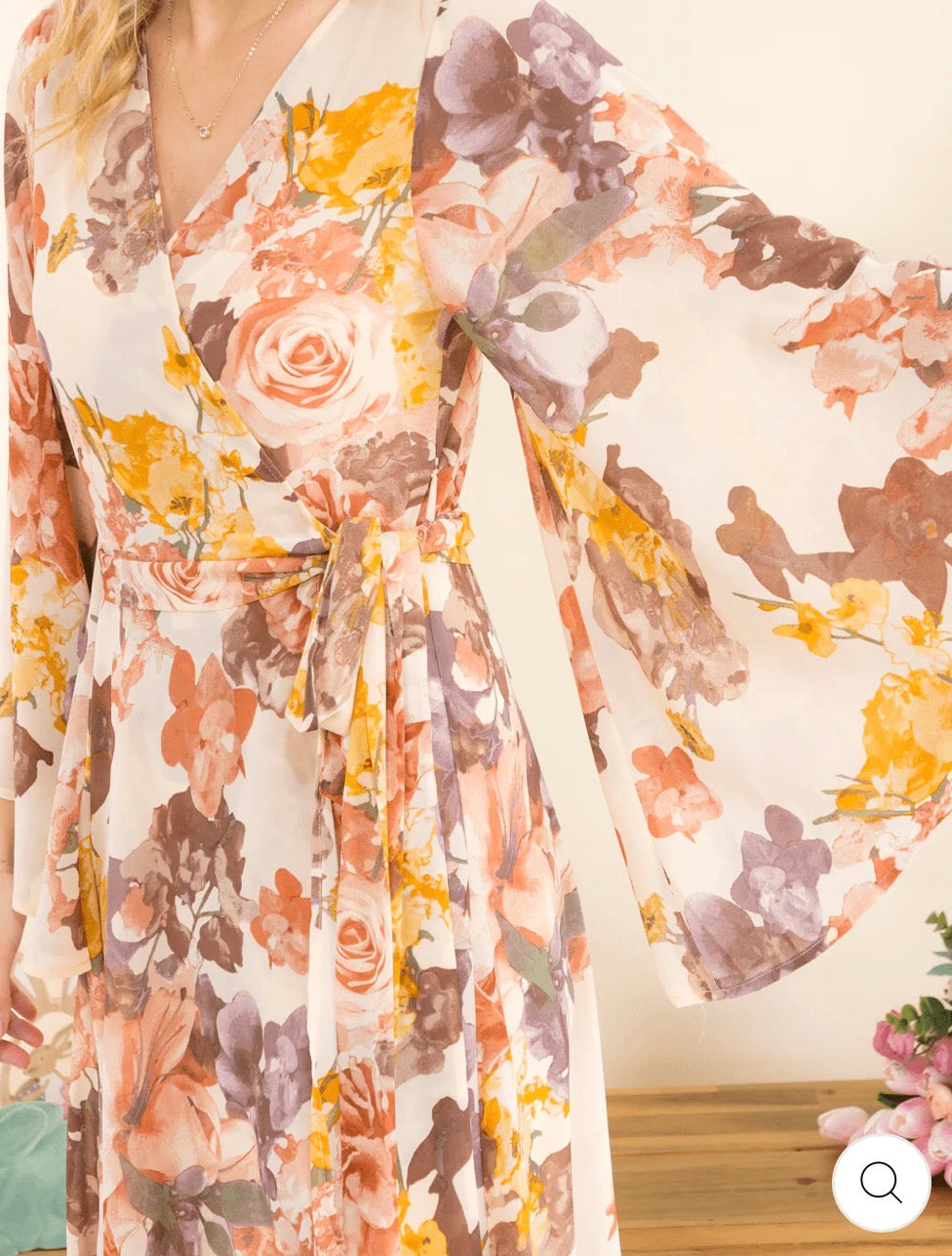 Vestido maxi floral peach