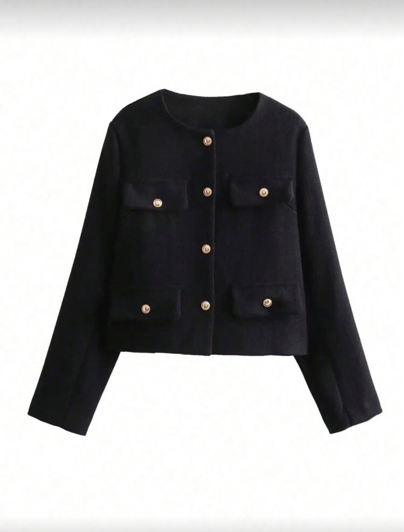 Chaqueta corta negra manga larga