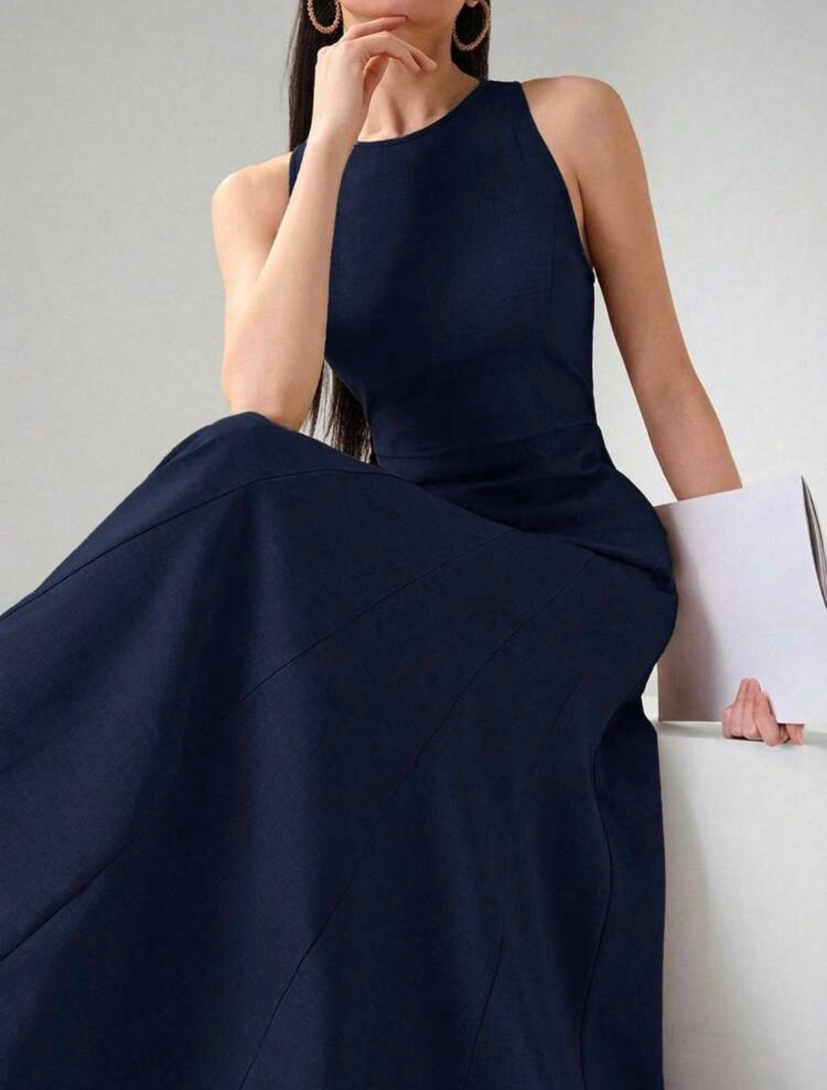 Vestido azul marino elegante largo