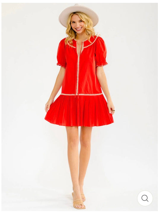 Vestido rojo corto puff