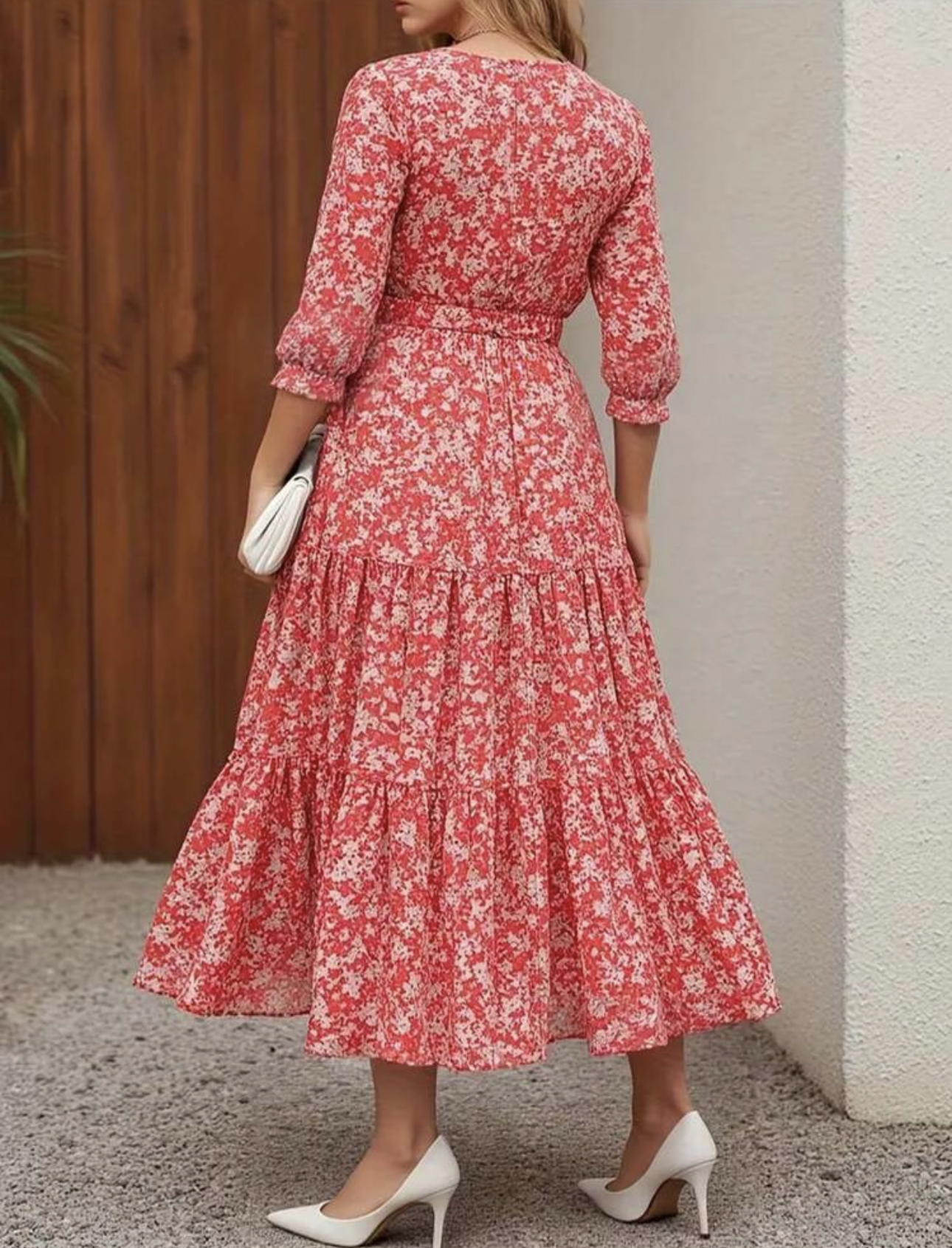 Vestido rojo estampado blanco
