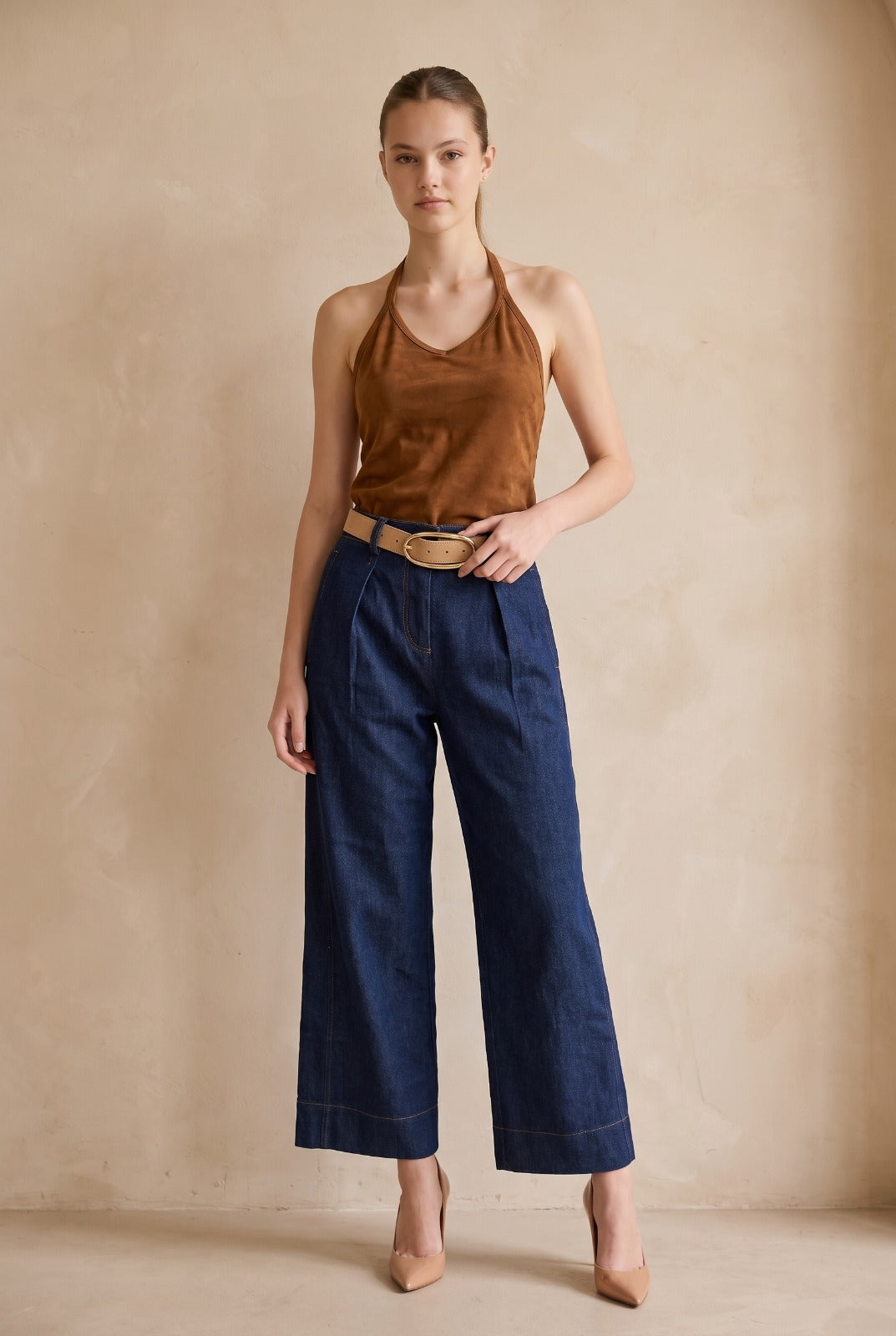 Pantalón denim Rubienn con faja