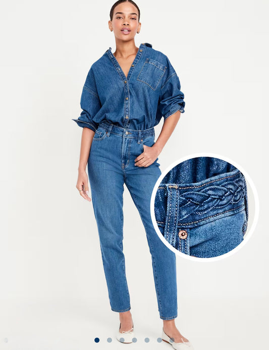 Jean azul high-waisted Old Navy 94% de algodón